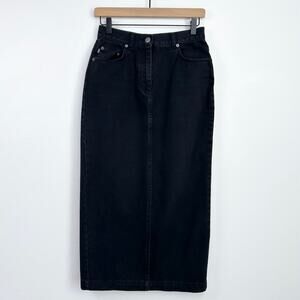 Lauren Jeans Co. Ralph Lauren Vintage Black Denim Midi Skirt